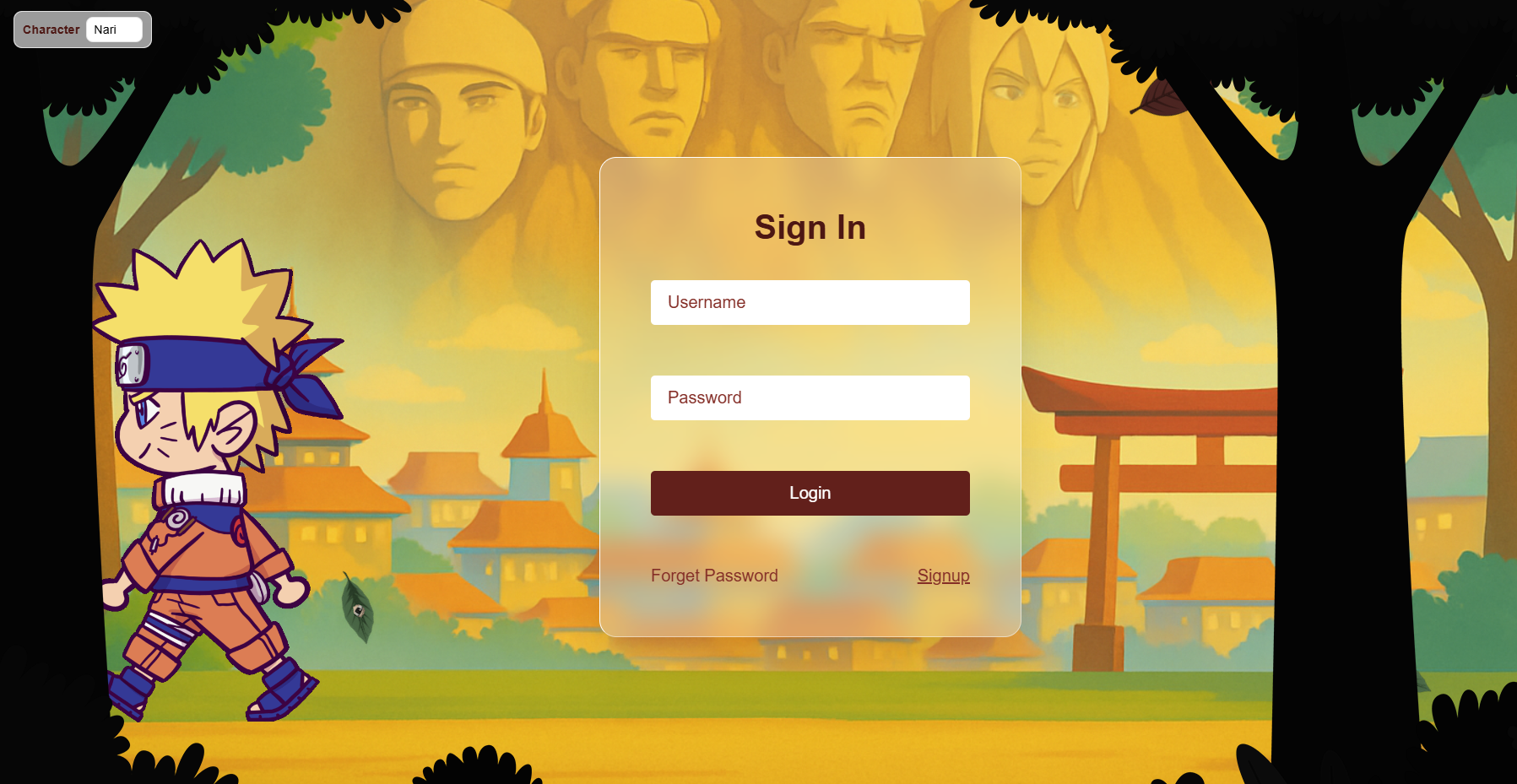 Anime Login Page